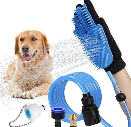 Decile Adios al caos y baña a tu mascota en minutos sin estres con el guante 2en1 con manguera de 2mts de regalo