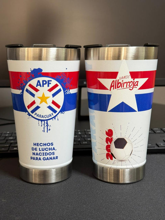 🏆 Vaso Térmico Mundial Paraguay 473ml | Mantiene tu bebida fría por horas, diseño coleccionable, práctico abridor incluido y estilo ideal para alentar en cualquier lugar